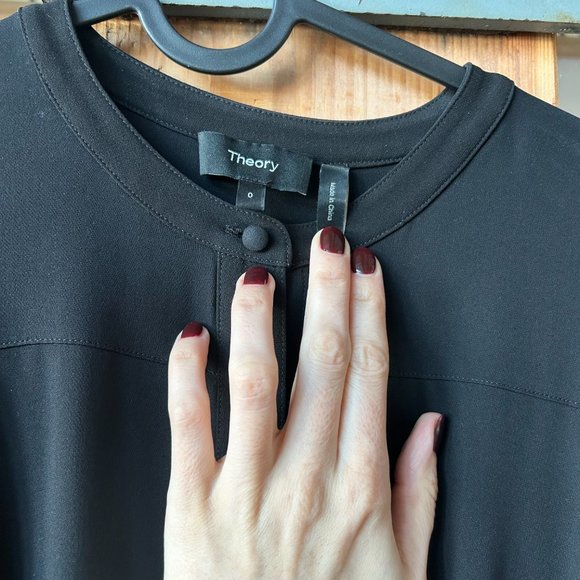 Theory Black Mini Pleated Dress - Picture 2 of 6